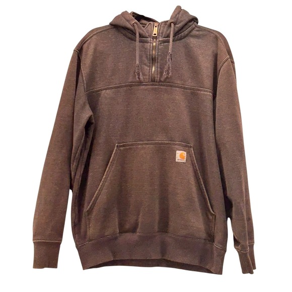 Carhartt Mens Hoodie‎ Sweatshirt Medium Gray Sun Faded
